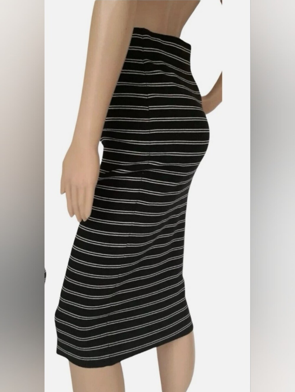 Black House White Market, Black & White Striped Midi Pencil Skirt, Size XXS